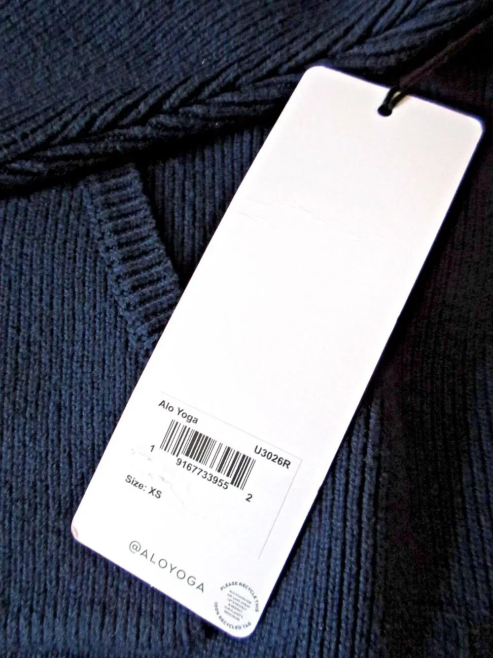 NWT Alo Unisex Scholar Hooded Sweater in Navy Blue Heavyweight Oversized Knit XS